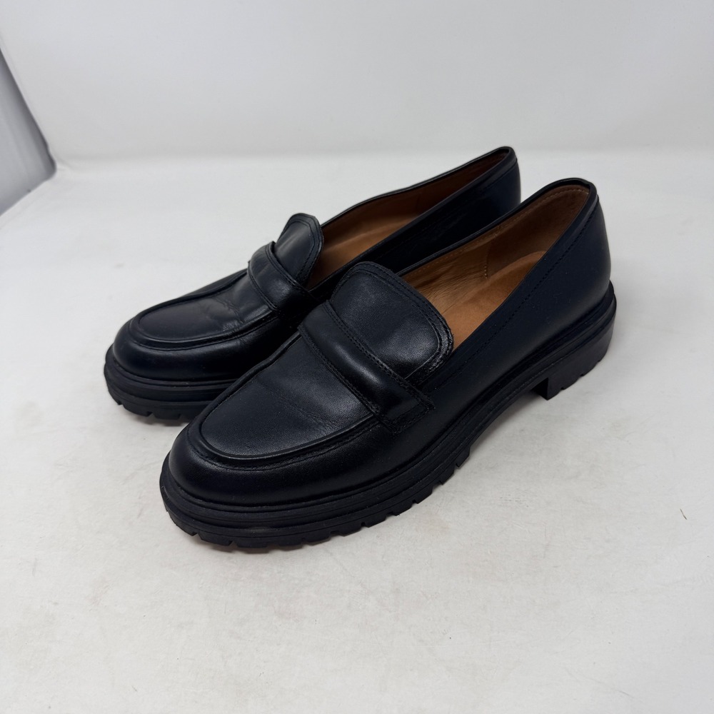 Madewell The Bradley Loafer Black 10 Lug Sole Leather Chunky Classic Preppy
